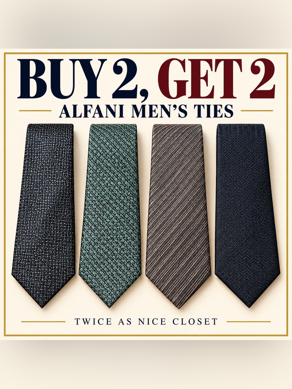 Alfani Assal Solid / Ness Stripe Necktie Assortment Men's Geometric Tie Set NEW